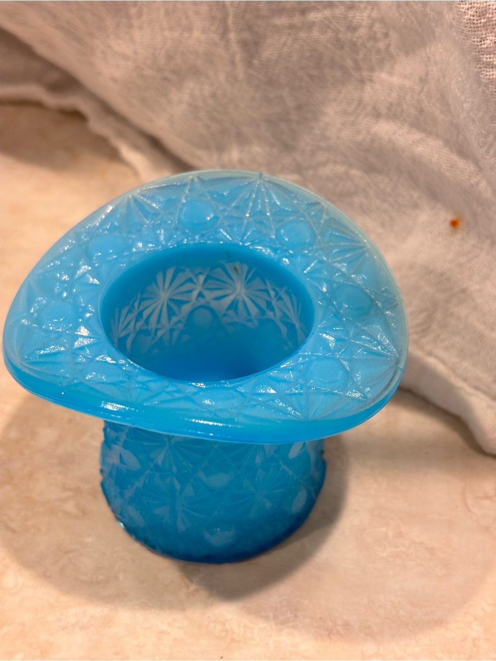 Vintage Light bright blue Top Hat Accent Bowl